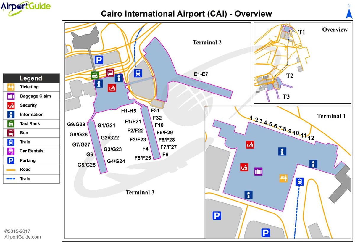 cairo આંતરરાષ્ટ્રીય એરપોર્ટ નકશો